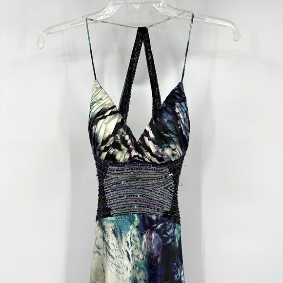 CACHE maxi dress gown beaded backless sequins satin floral Y2K party evening 4 - Picture 3 of 14